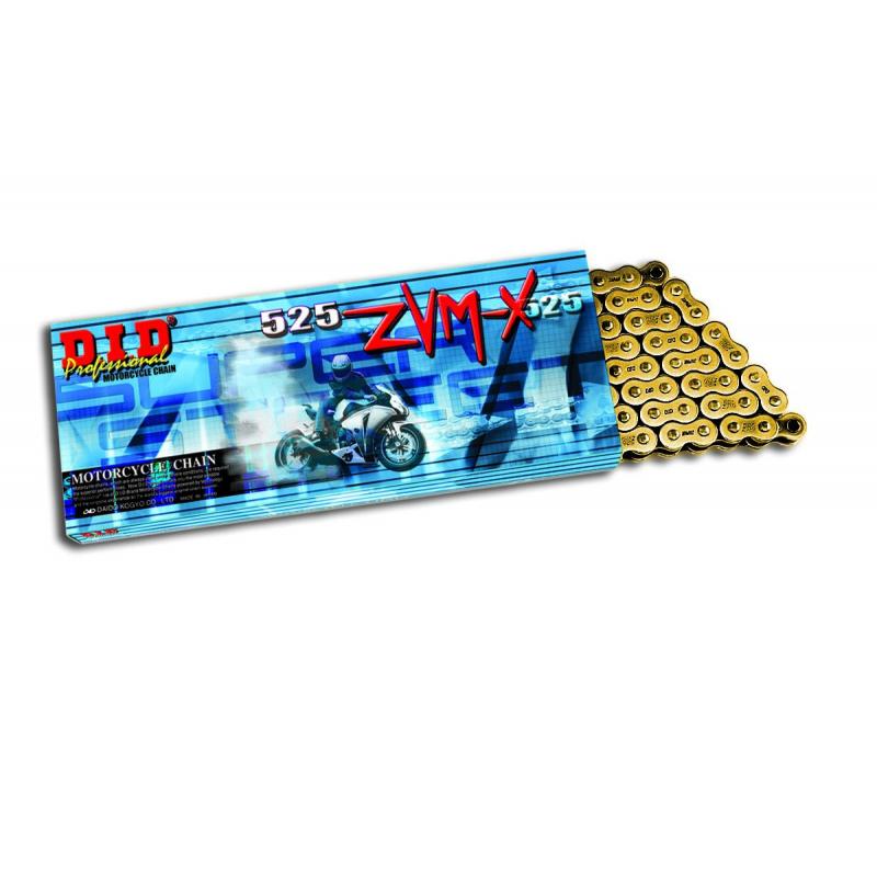 Chaîne DID ZVM-X Gold 104 maillons Pas 525 Or