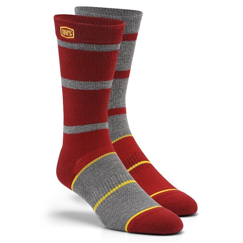 Chaussettes hautes 100% AUSTIN BURGUNDY rouge/gris/jaune- L/XL
