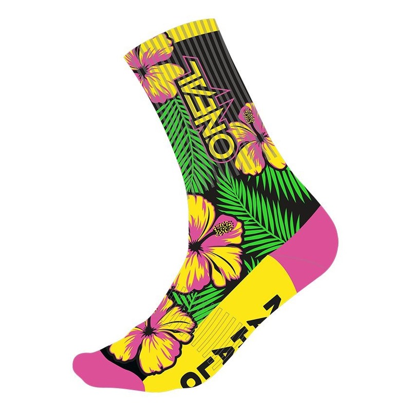 Chaussettes basses O'Neal MTB Performance Island V.22 rose/vert/jaune-