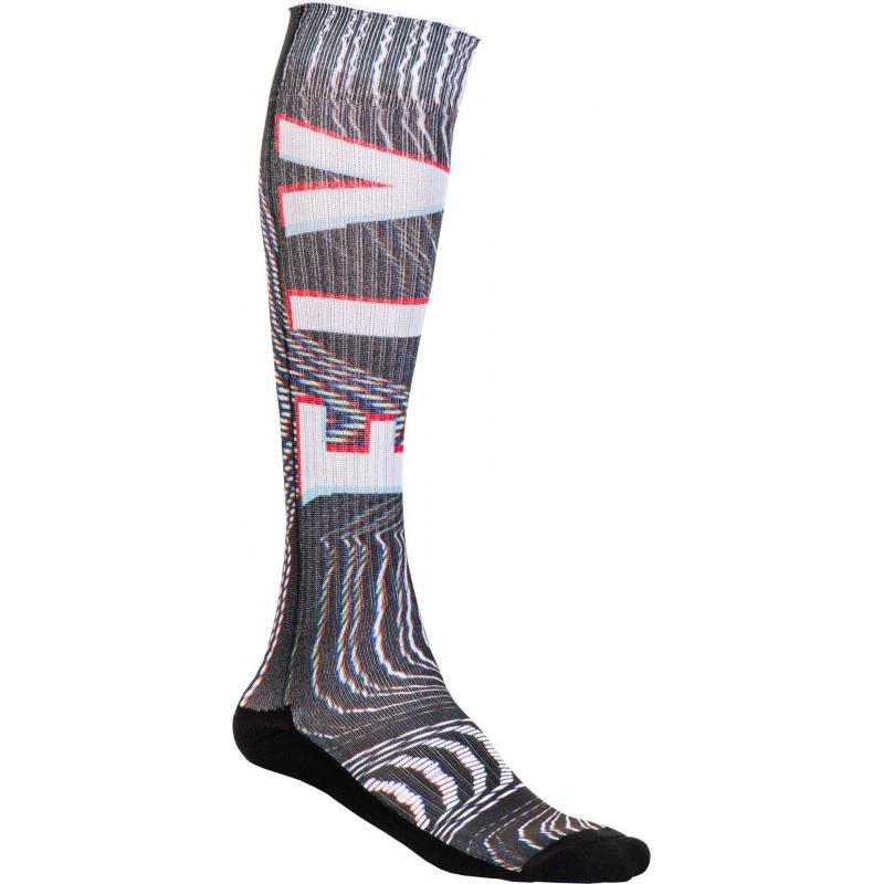Chaussettes Fly Racing MX Pro Socks Thin Glitch noir/blanc- L/XL