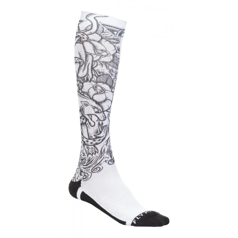 Chaussettes Fly Racing MX Pro Socks Thin Panthere blanc/noir- L/XL