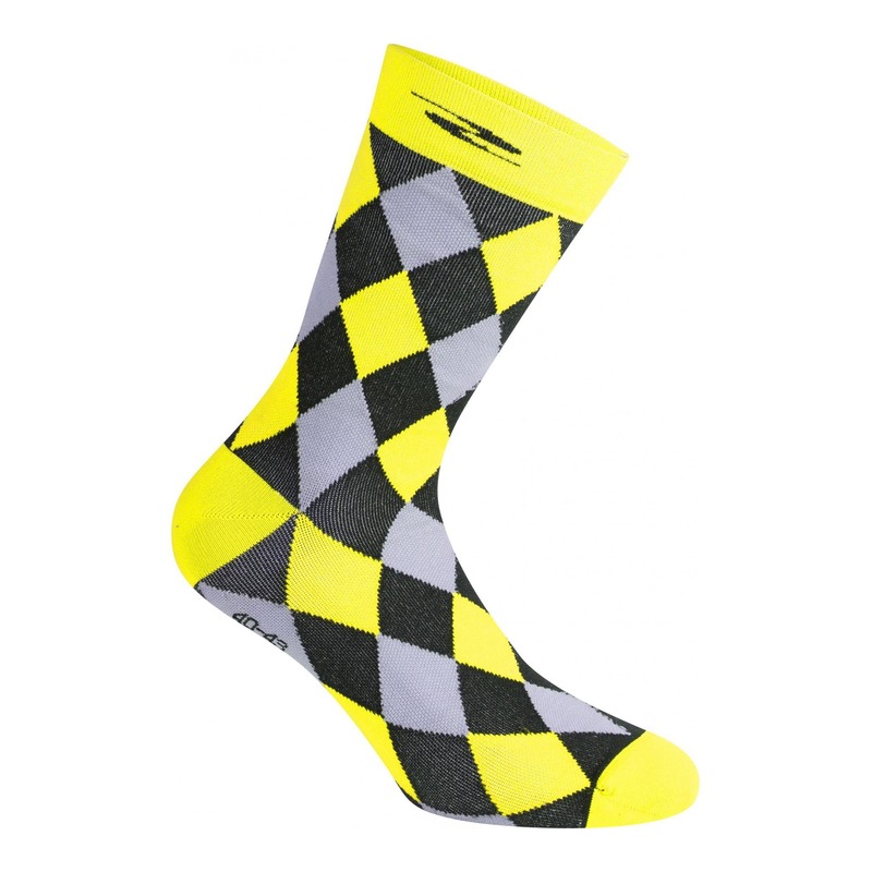 Chaussettes Gist Damier hautes (26cm) noires/grises/jaunes fluo- 36-39