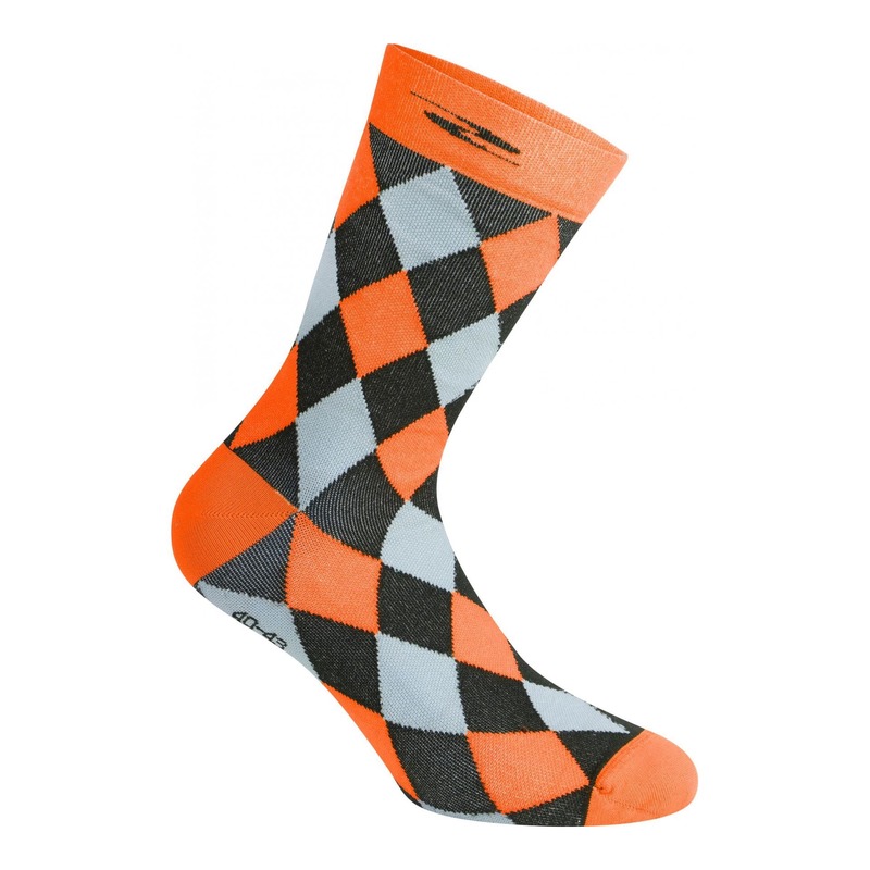 Chaussettes Gist Damier hautes (26cm) noires/grises/orange fluo- 36-39