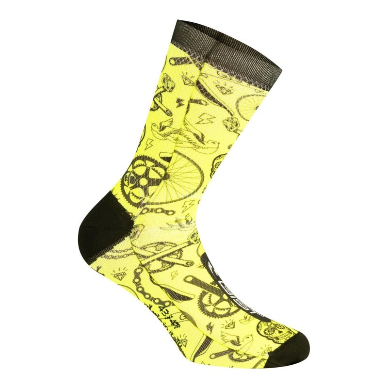 Chaussettes Gist Tatoo mi-hautes (16cm) jaunes fluo- 38-42
