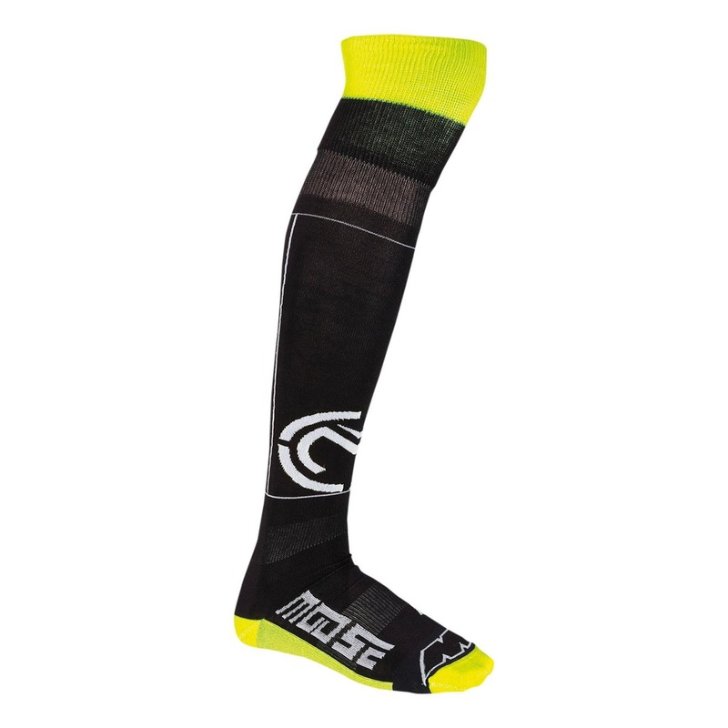 Chaussettes haute Moose Racing pour orthèse M1 noir/jaune fluo- S/M