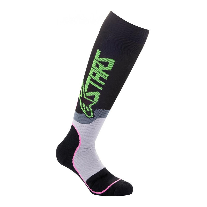Chaussettes hautes enfant Alpinestars Youth Mx Plus-2 noir/vert neon/r