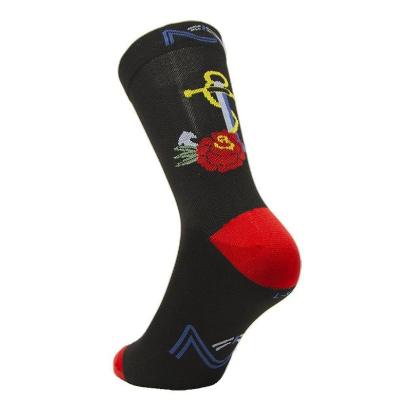Chaussettes hautes Sixs NO-ON Aero tech anchor noir/rouge 43/4