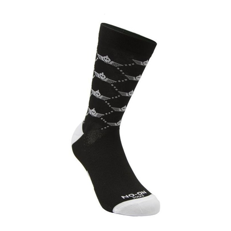Chaussettes hautes Sixs NO-ON Aero tech Daboot skull noir/blanc