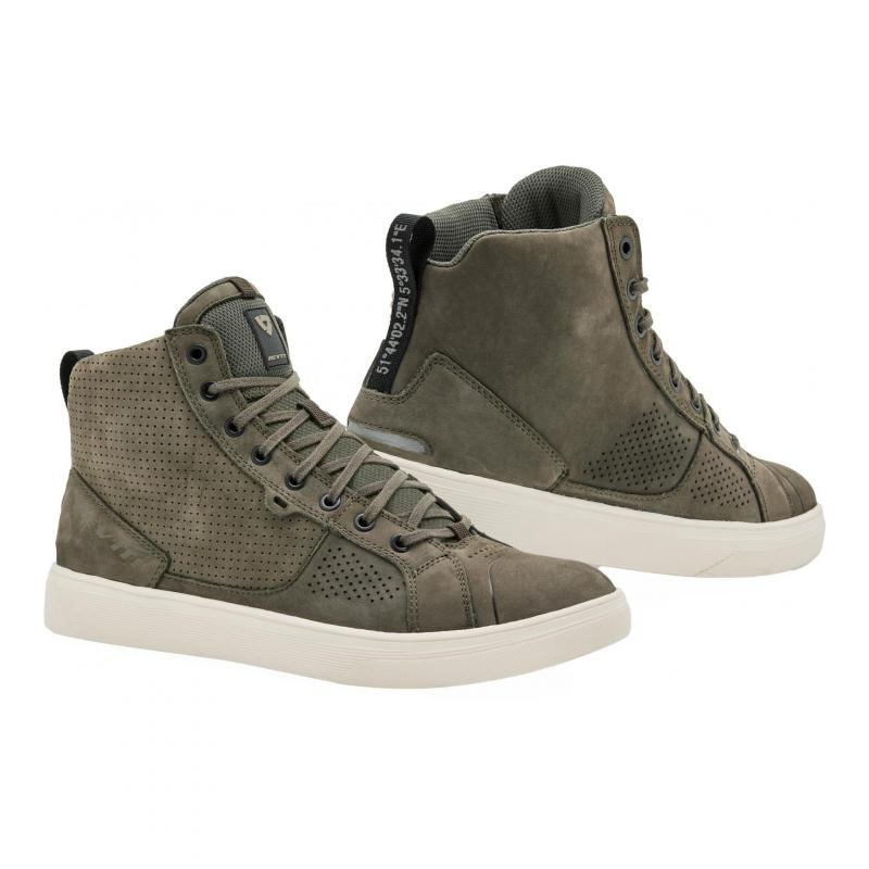 Chaussure moto cuir Rev'it Arrow vert olive/blanc- 39