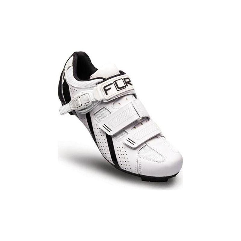 Chaussures vélo de route FLR Pro F15 cuir microfibres blanc sangles v
