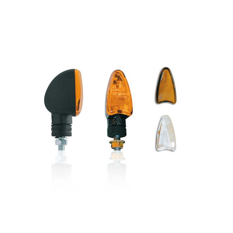 Paire de Mini Clignotants C.E Triangle Long Noir Ampoule