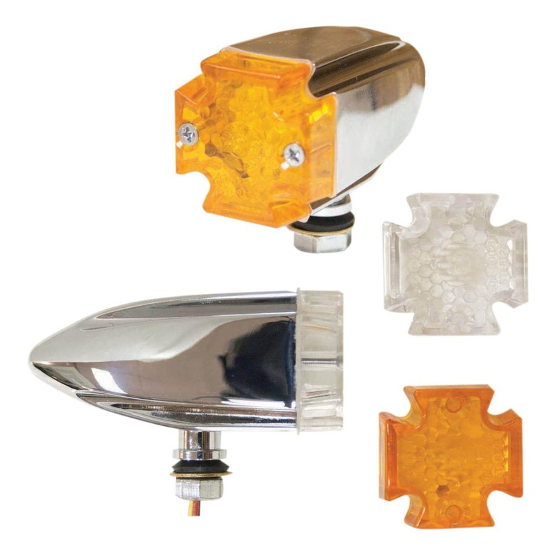 Clignotants croix maltaise à led chromé EMGO