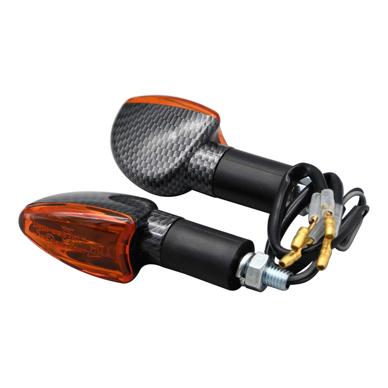 Clignotants LED Bike It Mini Spear long effet carbone cabochon orange