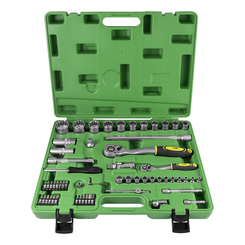 Coffret à outils JBM 60 pièces avec douilles spline 1/2" et 1/4" finition zinguée