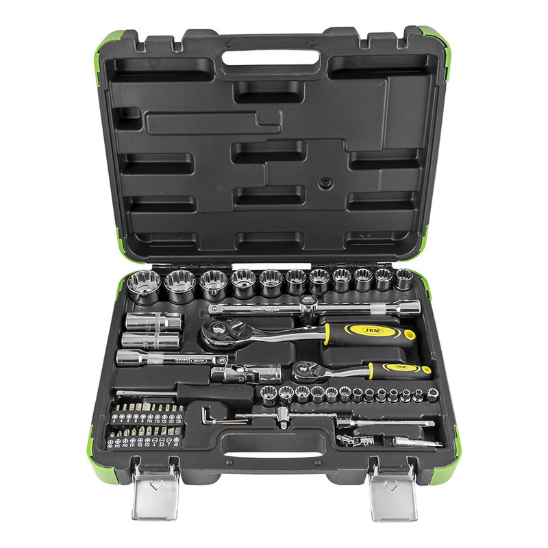 Coffret à outils JBM de 60 pièces avec douilles spline 1/2" et 1/4" finition chromée