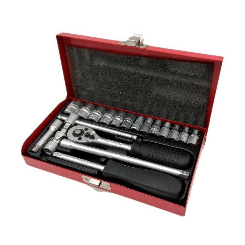 Coffret clé à cliquet et douilles Brazoline 19 pièces