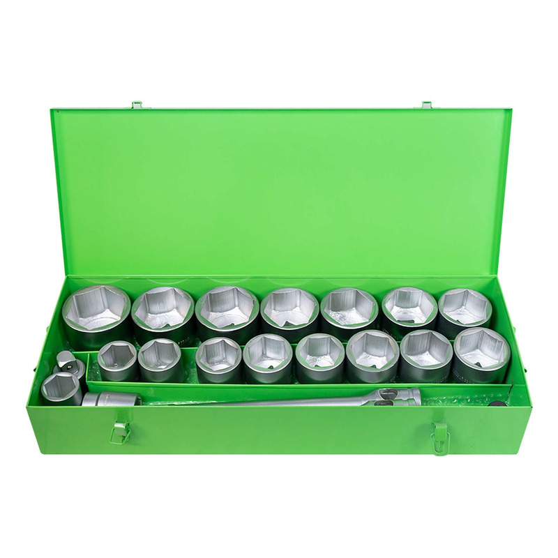 Coffret métallique JBM 21 pièces avec douilles hexagonales 1" finition zinguée