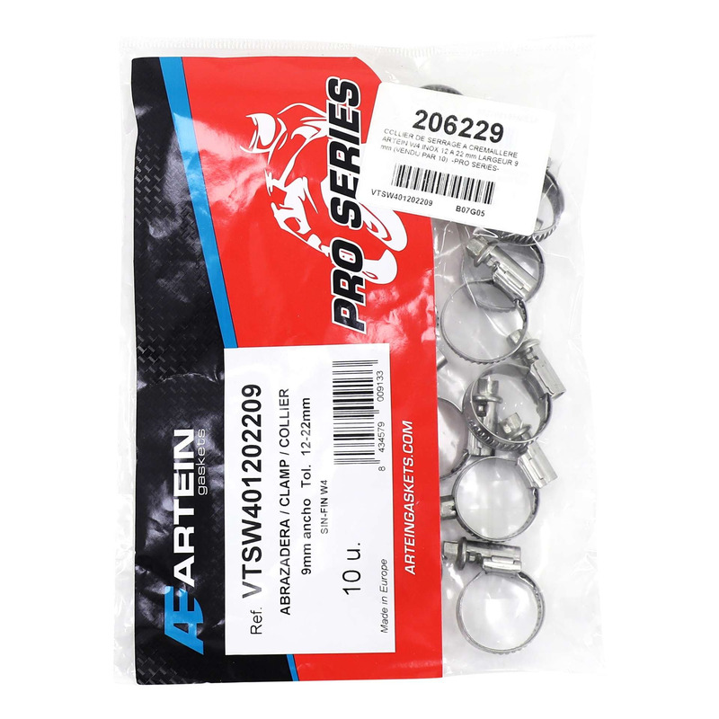 Collier de serrage Ã  crÃ©maillÃ¨re en inox de 12 Ã  22 mm largeur 9 m