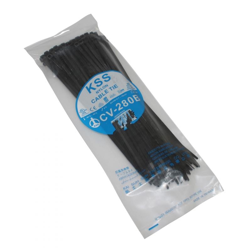 Colliers de serrage nylon 4,8x280mm 1Tek Tools noir par 100