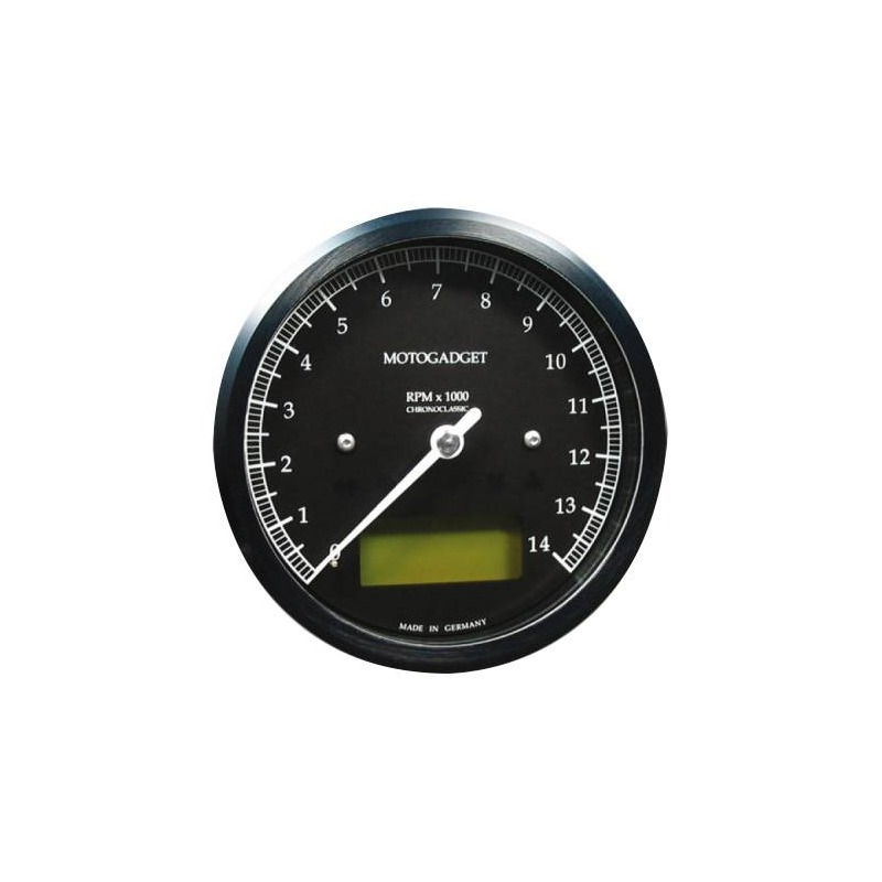 Compte-tour Motogadget Chronoclassic noir 0 à 14 000 tr/min écran vert
