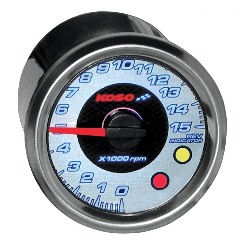 Compte-tours Koso GP Style fond blanc/carbone