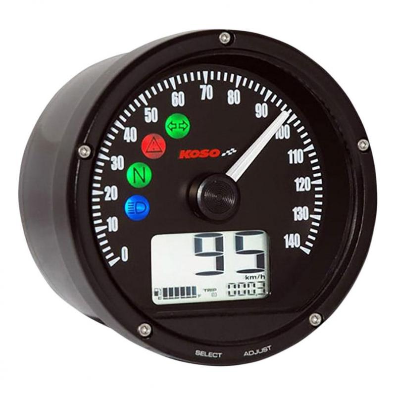 Compteur de vitesse Koso Ø75 mm fond noir 140 km/h