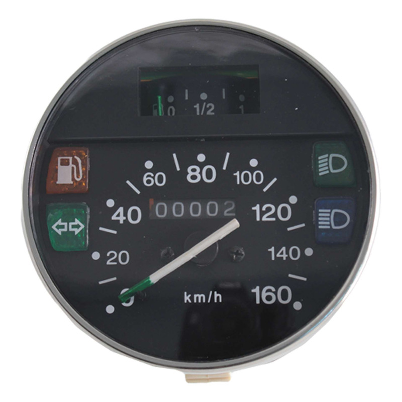 Compteur RMS rond Ã 105 mm noir/argent 160 km/h Vespa PX 125/150/200