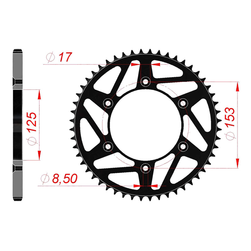 Couronne Afam acier noir pas 520 48 dents -