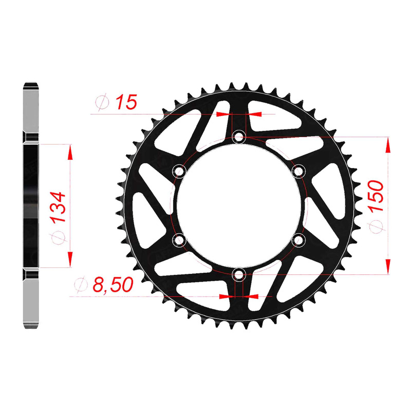 Couronne Afam acier noir pas 520 50 dents - Kawasaki KX 250 90-08