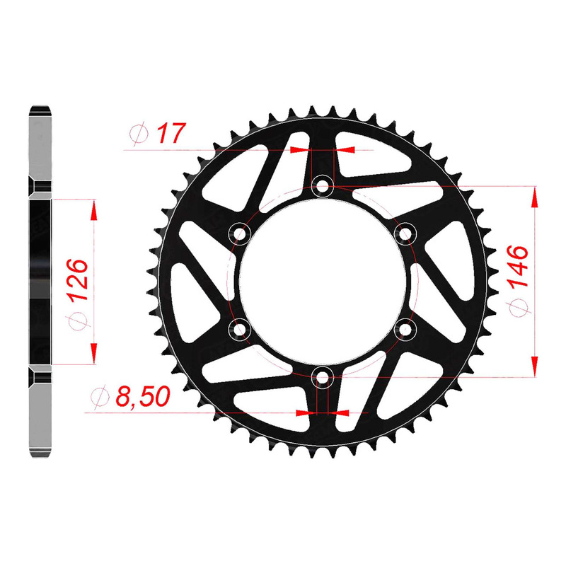 Couronne Afam acier noir pas 520 50 dents - Suzuki RM 125 88-05