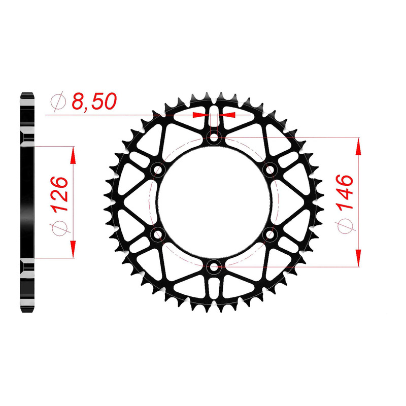 Couronne Afam acier Super Light pas 520 49 dents -