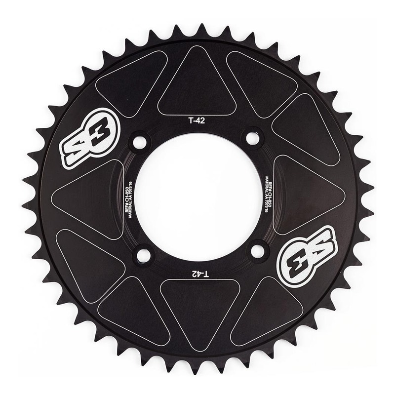 Couronne alu pleine anodisé noir S3 Laser FIM 44 dents