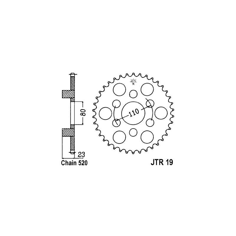 Couronne JT Sprockets Acier pas 520 38 dents - Pour Aprilia 125 AF1 Fu