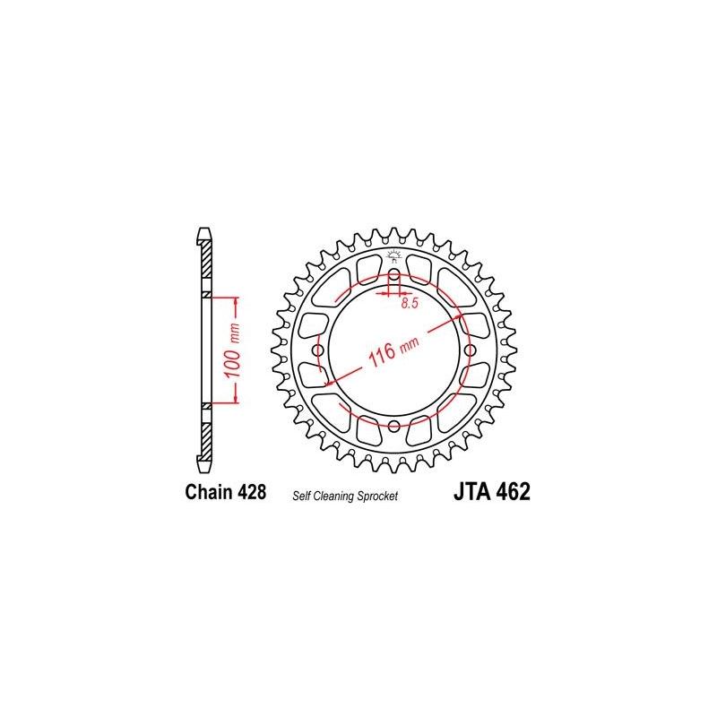 Couronne JT Sprockets Aluminium pas 428 51 dents - Pour Kawasaki KX 85