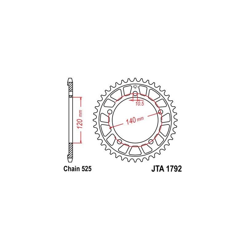 Couronne JT Sprockets Aluminium pas 525 43 dents - Pour Triumph Bonnev