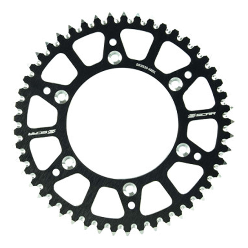 Couronne SCAR Ultra-Light Anti-Boue D52/520 en Aluminium Anodisé Noir pour KTM dès 125cc 93-24