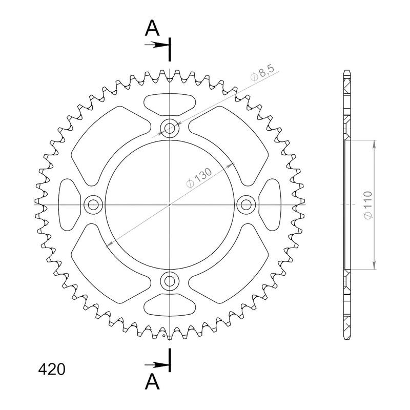 Couronne Supersprox alu antiboue pas 420 55 dents Honda CRF 150 R GR 07-26