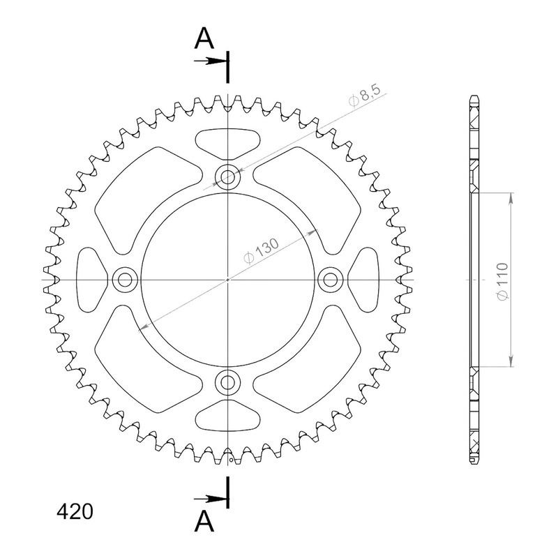 Couronne Supersprox alu antiboue pas 420 56 dents Honda CR 85 R GR 03-04