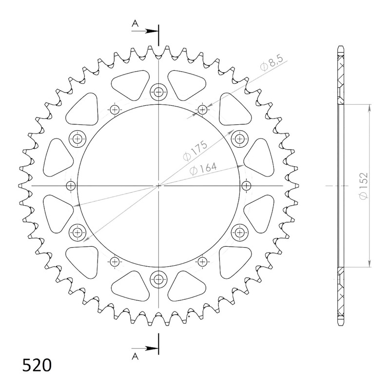 Couronne Supersprox alu antiboue pas 520 48 dents Yamaha YZ 250 79-84