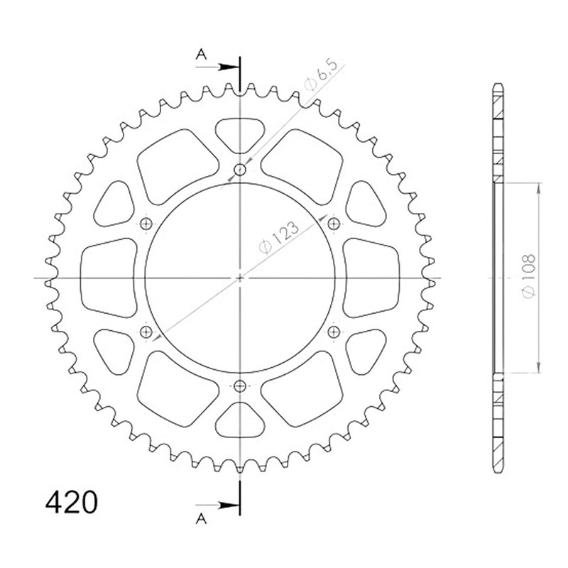 Couronne Supersprox alu bleu pas 420 52 dents Aprilia RS 50 06-10