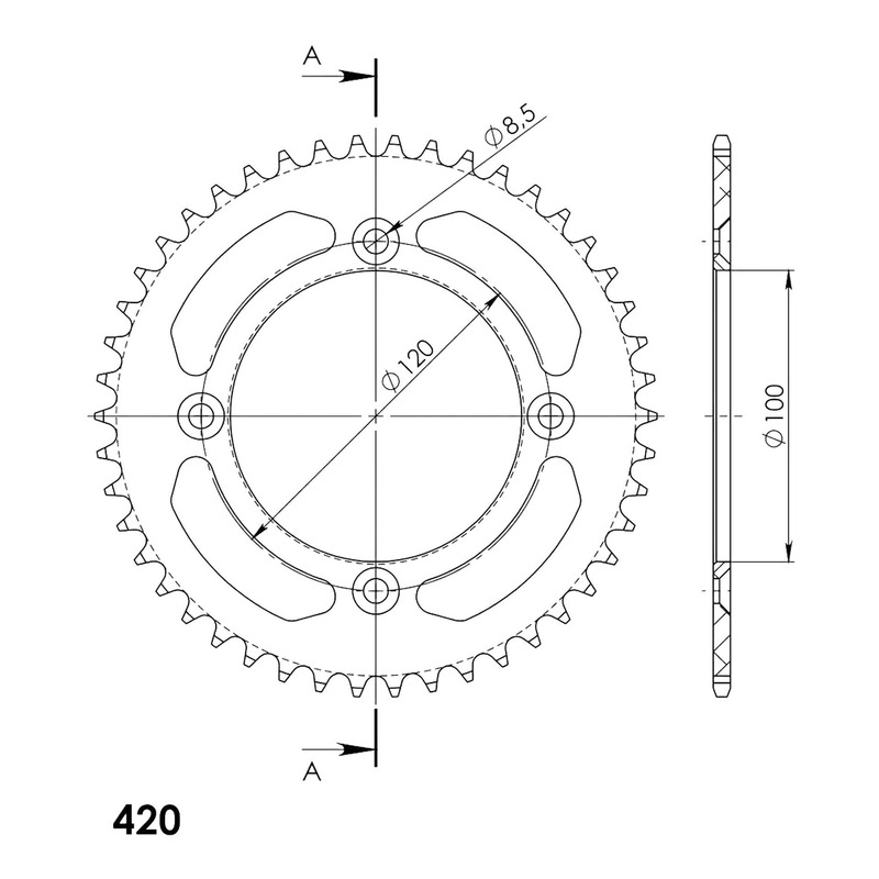 Couronne Supersprox alu noir pas 420 48 dents Yamaha YZ 65 18-26