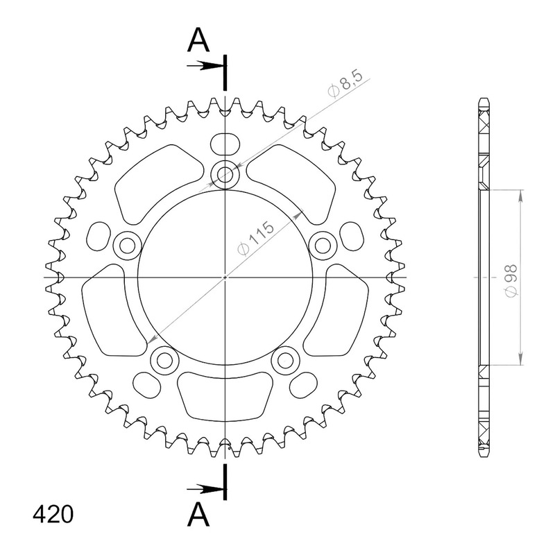 Couronne Supersprox alu noir pas 420 48 dents KTM SX 65 11-24