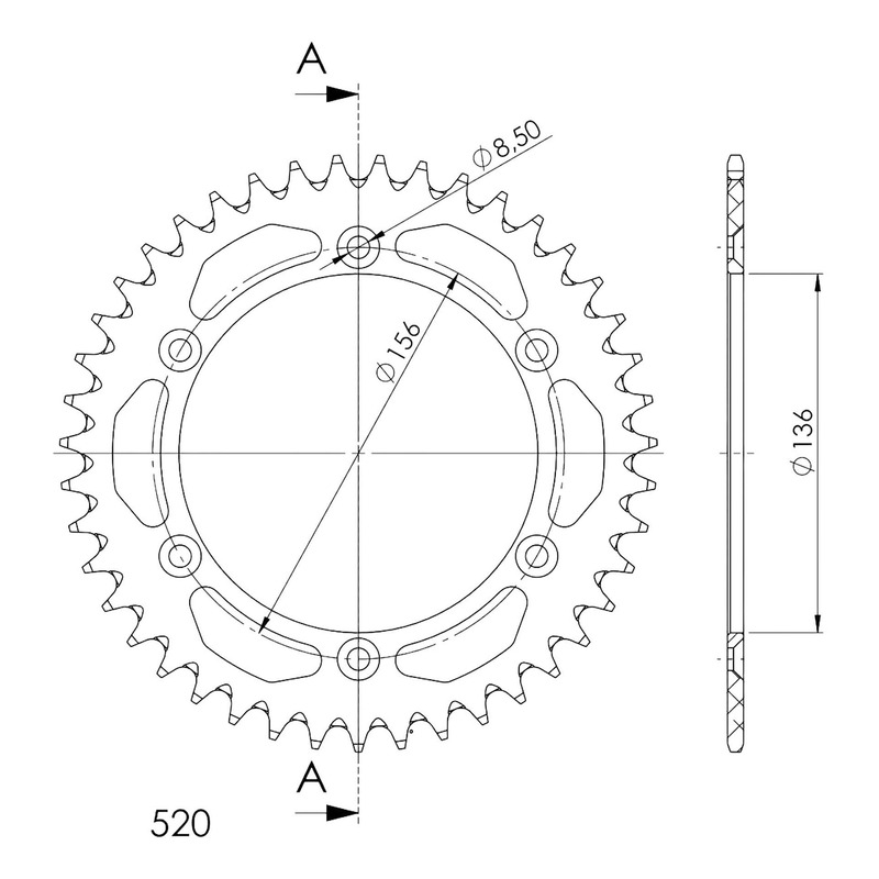 Couronne Supersprox alu noir pas 520 42 dents Husqvarna SMR 510 05-10
