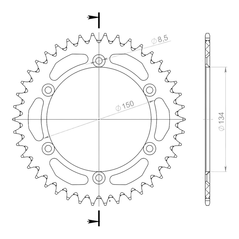 Couronne Supersprox alu noir pas 520 42 dents Kawasaki KLX 250 10-17