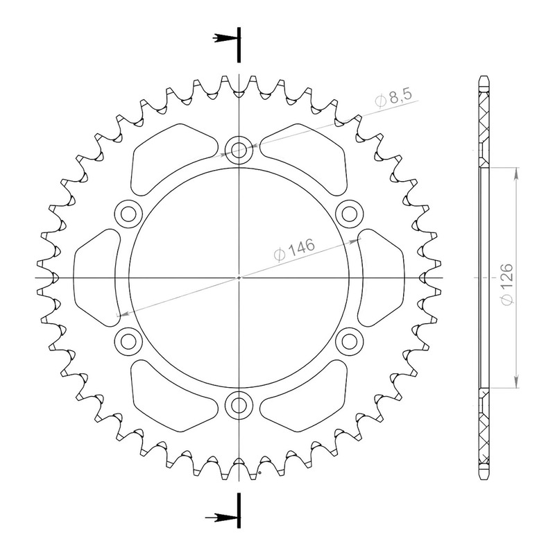 Couronne Supersprox alu noir pas 520 44 dents Suzuki DR-Z 400 S 04-06