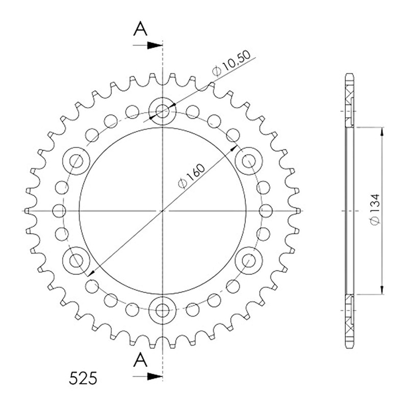 Couronne Supersprox alu noir pas 525 42 dents Honda CBR 600 RR 24-26