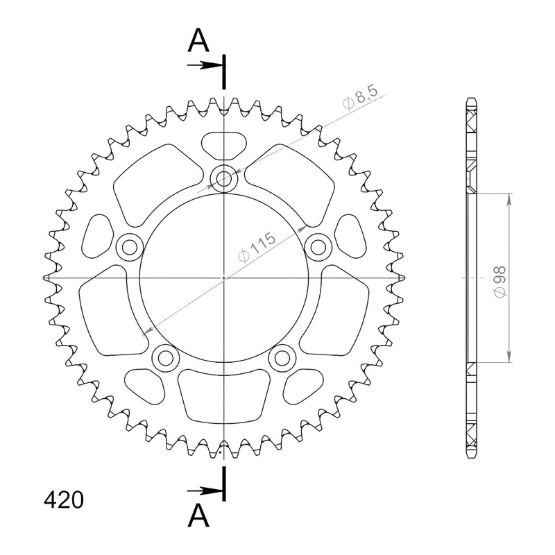 Couronne Supersprox alu pas 420 50 dents KTM SX 65 02-10