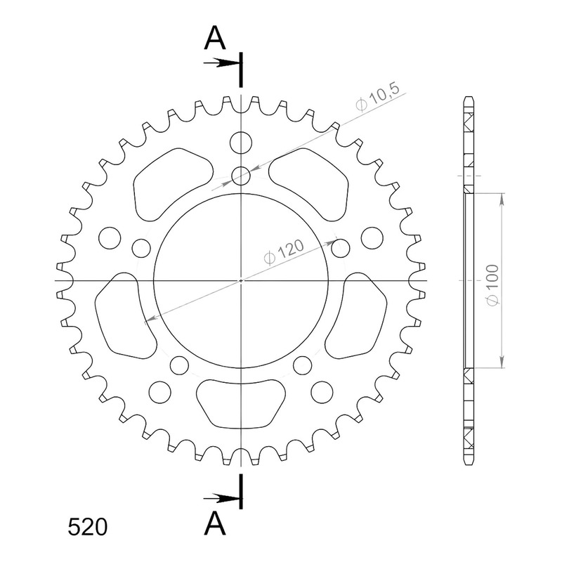 Couronne Supersprox alu pas 520 40 dents Aprilia RSV 1000 R Factory 04-09