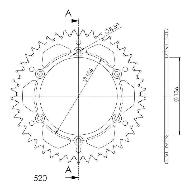Couronne Supersprox alu pas 520 45 dents Husqvarna TE 610 98-10