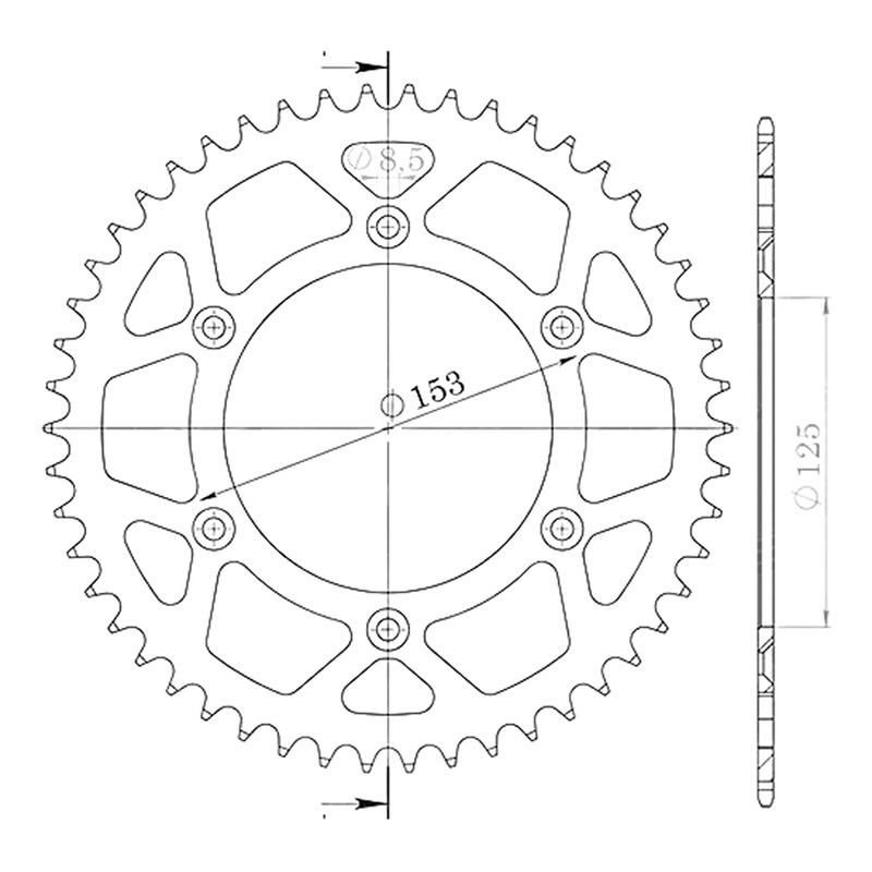 Couronne Supersprox Stealth noir 50 dents beta 125 rr 18-24